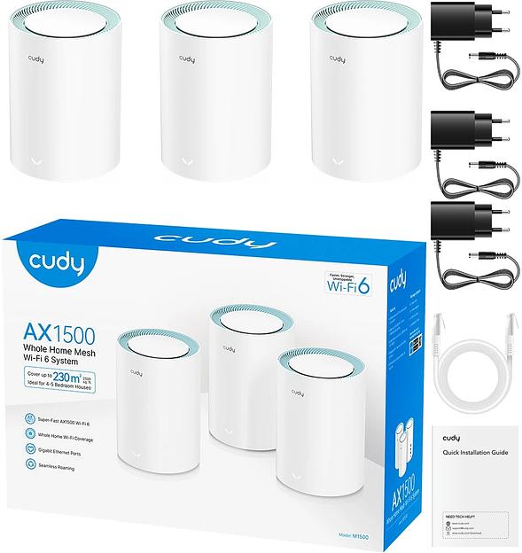 Бесшовный Mesh роутер Cudy M1500 AX1500 10/100/1000BASE-TX (упак.:3шт) фото 2