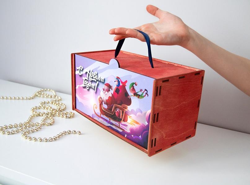 Подарочная фанерная коробка «Чемоданчик с ручкой» фото 1