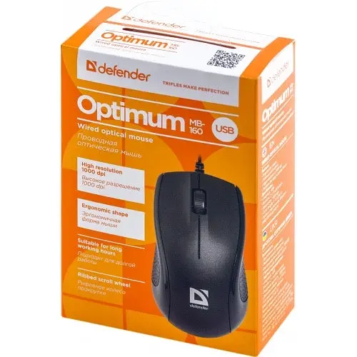 Мышь проводная Defender Optimum MB-160 (Черный) фото 1