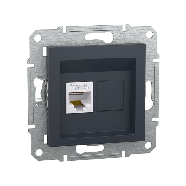 Розетка компьютерная SE EPH4300171 Asfora RJ45 кат. 5е механизм антрацит EPH4300171 фото 1