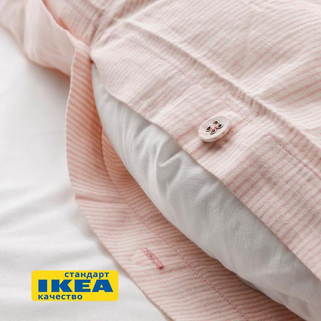 Пододеяльник евро, 2 наволочки ПАЛЬМЕ (ИКЕА БЕРГПАЛМ) 200x200/50x70, светло-розовый, бязь KL-20500657 фото 4