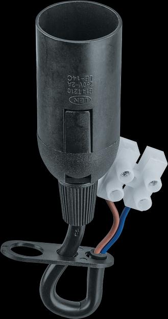 Патрон подвесной Е14 с проводом и клемной колодкой пластик черный фото 1