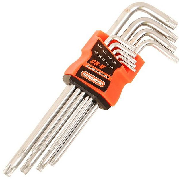 Набор Удлиненных Г-Образных Ключей TORX Sansheng T10-T50 С Отверстием 9шт Ss-9pc-Long-Torx фото 2