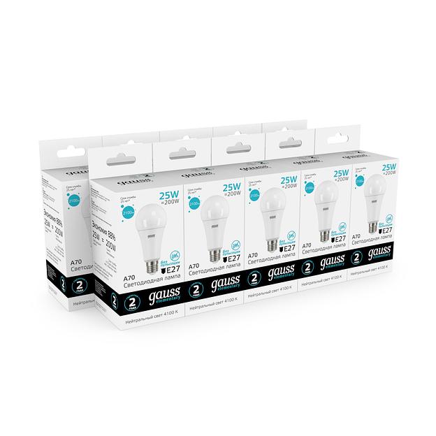 Лампа светодиодная Gauss Elementary A67 25Вт цок.:E27 груша 220B 4100K св.свеч.бел.нейт. А67 (упак.:1шт) (73225) фото 4