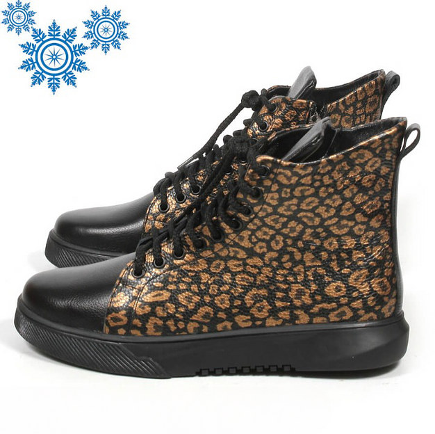 Зимние ботинки TAIS на шнурках с молнией, арт.MT238-2-Ш чёрно-золотой ОПТ фото 4
