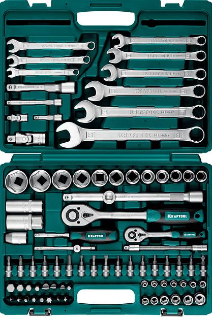 KRAFTOOL X-Drive 82, 82 предм., (1/2″+1/4″), универсальный набор инструмента (27887-H82) фото 1