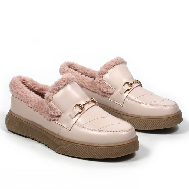 Слипоны утеплённые TAIS из натуральной кожи, арт.MT456 розовый ОПТ фото 5