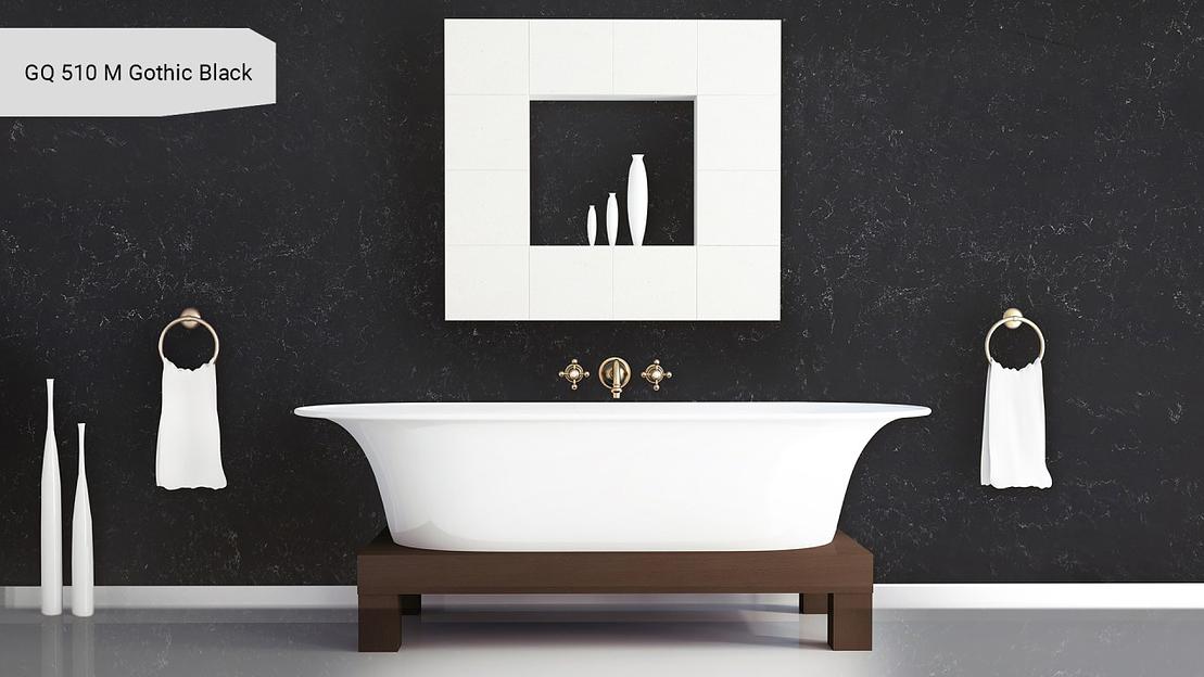 Кварцевый камень Grandex quartz «GQ 510M Gothic Black» ОПТ фото 4