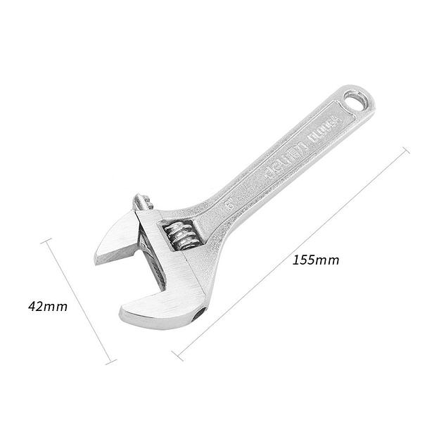 Ключи Deli Разводной ключ Deli DL006A 150мм, диапазон регулировки 0-22мм, инструментальная сталь, хромированная отделка фото 3