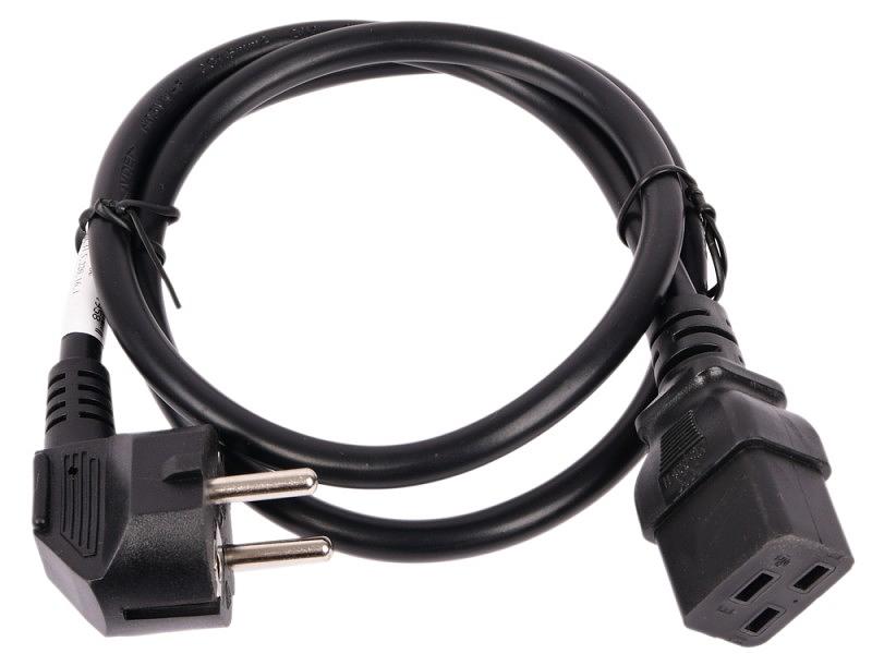 Шнур питания C19-Schuko прямая, 3х1.5, 220В, 16А, черный, 1 метр (LAN-PP19/SH-1.0-BK) фото 1