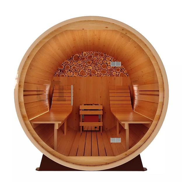 Круглая баня-бочка «Premium» из кедра с электрической печью фото 1