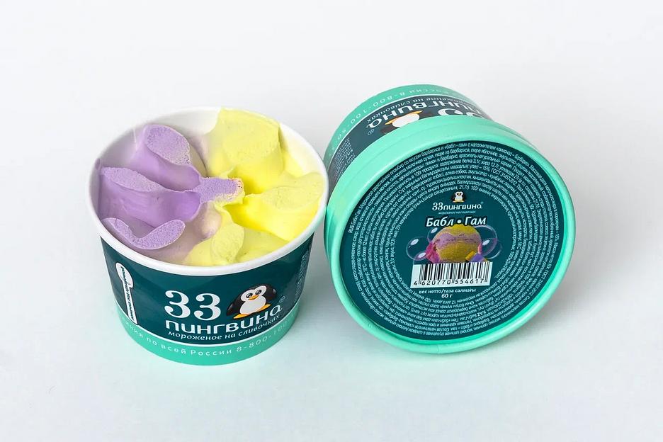 Мороженое 33 пингвина «Бабл гам» 60 г, опт фото 1