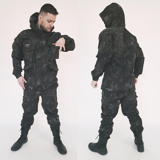 Костюм мужской Горка 8 Рэмбо рип-стоп, чёрный питон, лето, опт фото 1