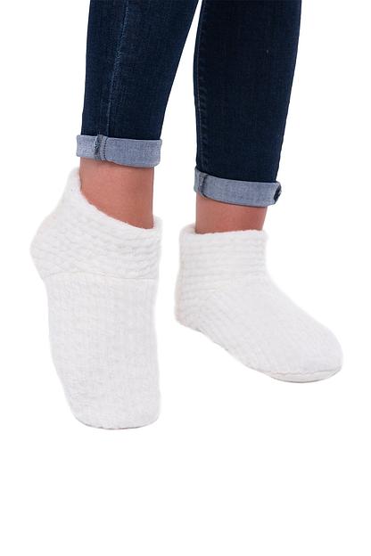 Женские меховые носочки Woollamb комби «Букле» ваниль, опт фото 1