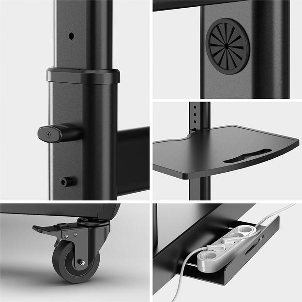 ONKRON TS1891 стойка для телевизора с кронштейном 50"-90", мобильная, чёрная фото 7