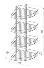 Полка угловая 4-ярусная, форма овал, высота бортика 2 прута, полимер, арт. 4893-4 Опт фото 1