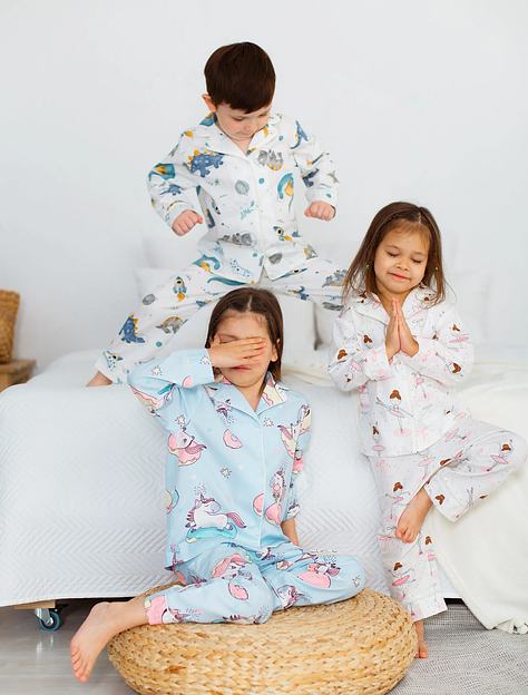 Пижама MINI DI «Алексия» пончики и единороги на голубом, сатин ОПТ фото 3