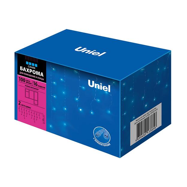 Бахрома светодиодная с эффектом мерцания 2м Соединяемая 100 светодиодов Синий свет Провод прозрачный ULD-B2007-100/TTK BLUE IP44 фото 8