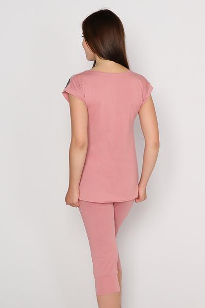 Комплект женский Style Magro «Анжелика», футболка+бриджи, пудровый, опт фото 4