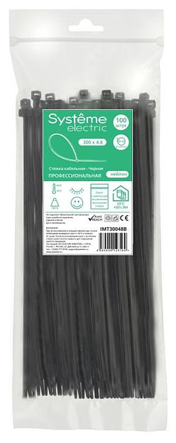 Стяжка кабельная 300х4.8 черн. (уп.100шт) SE IMT30048B фото 1