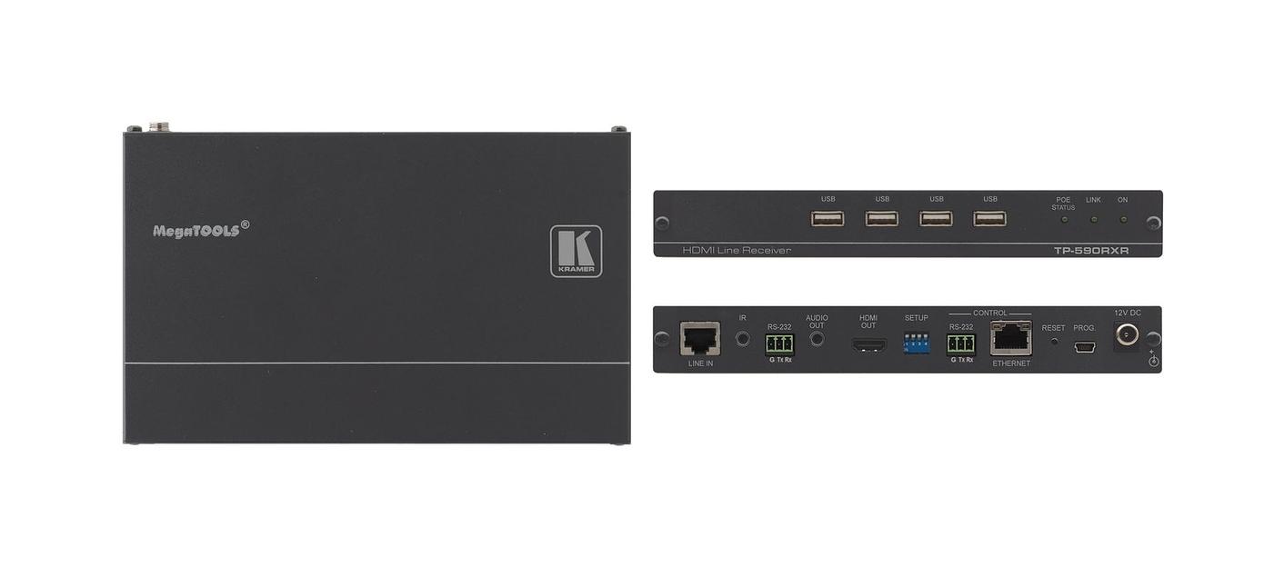 Kramer TP-590RXR Приемник HDMI, Аудио, RS-232, ИК, USB по витой паре HDBaseT; поддержка 4К60 4:2:0, POE (50-80319190) фото 1