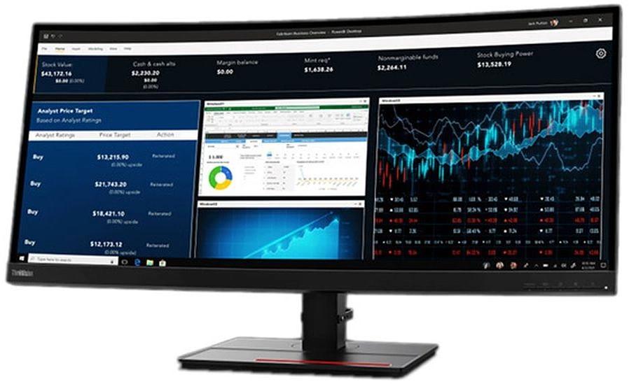 Монитор Lenovo 34" ThinkVision P34w-20 черный IPS LED 4ms 21:9 HDMI M/M матовая HAS Piv 1000:1 300cd 178гр/178гр 3440x1440 60Hz DP Ultra WQHD USB 10.8кг фото 3