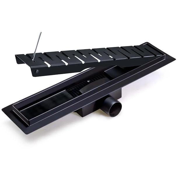 Трап (лоток) для душа 40 см с горизонтальный выпуском TIM, черный, опт фото 2