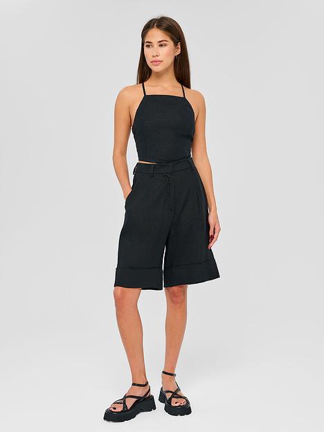 Шорты женские льняные, черный, опт фото 1