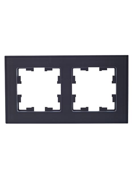 BRITE Рамка 2 поста РУ-2-2-БрСе стекло серый фото 2