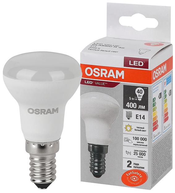 Лампа светодиодная LED 5 Вт E14 3000К 400Лм гриб 220 В (замена 40Вт) OSRAM фото 1