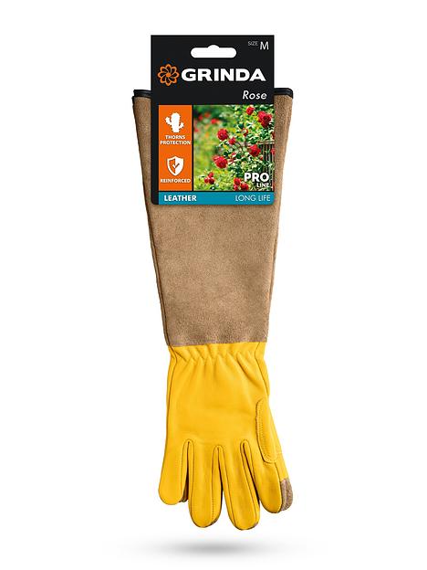 GRINDA ROSE, M (8), кожаные садовые перчатки для колючих кустарников с увеличенной крагой, усиленная ладонь и кончики пальцев, PRO Line (11303-M) фото 3