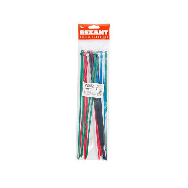 Хомут кабельный 4.8х300 нейл. разноцвет. (уп.25шт) Rexant 07-0308-25 фото 4