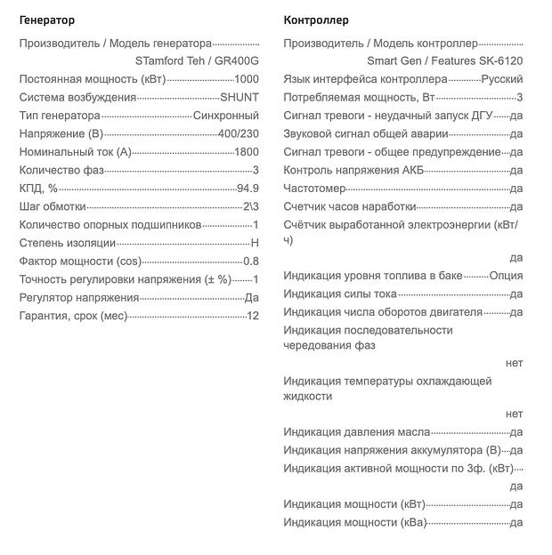 Дизельный генератор Motor АД1000-Т400 открытого типа ОПТ фото 8