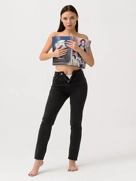 Джинсы женские скинни JEXY с высокой посадкой, тёмно-серый фото 7