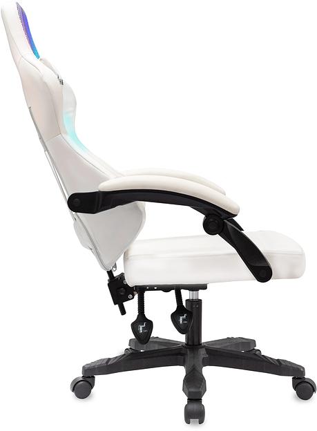 Кресло игровое Knight Wolf RGB белый эко.кожа/сетка крестов. пластик фото 6