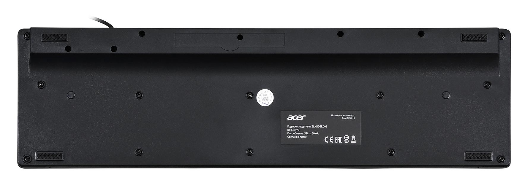 Клавиатура Acer OKW010 черный USB slim Multimedia фото 2