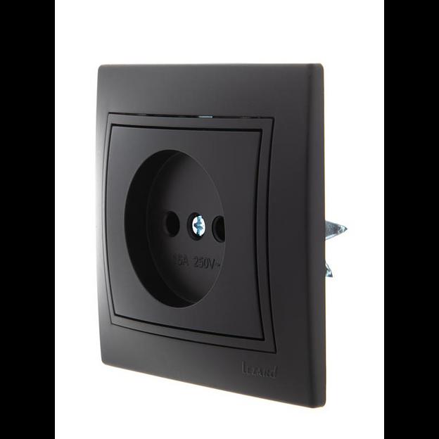 Розетка 1-м СП Mira 16А IP20 без заземл. со вставкой керамика черн. бархат LEZARD 701-4242-121 фото 2