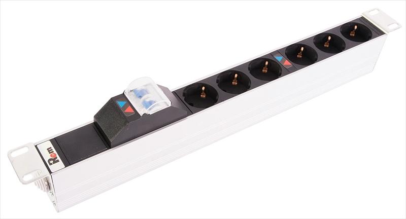 Блок розеток Rem-32 с авт., 6 Schuko, 32А, алюм., 19", колодка (R-32-6S-A-440-K) фото 1