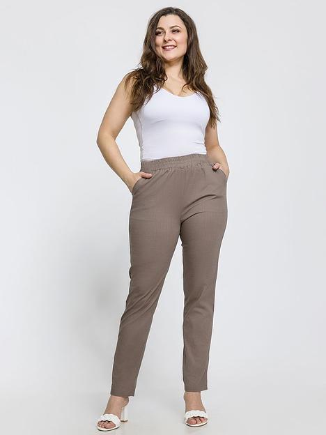 Брюки женские летние на резинке штаны лен с высокой посадкой ОПТ фото 1