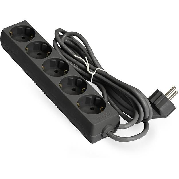 Exegate EX285825RUS Удлинитель ExeGate ECE-5-5B (5 евророзетки с заземлением, 5м, черный) фото 1