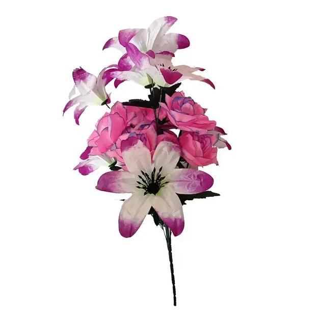 Букет композиции лилии с розами 15 голов (2 вида 7+8) 59см 361-558+528 фото 2