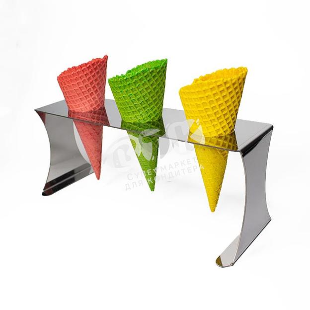 Подставка для рожков 3 ячейки 50 мм нержавеющая сталь фото 3