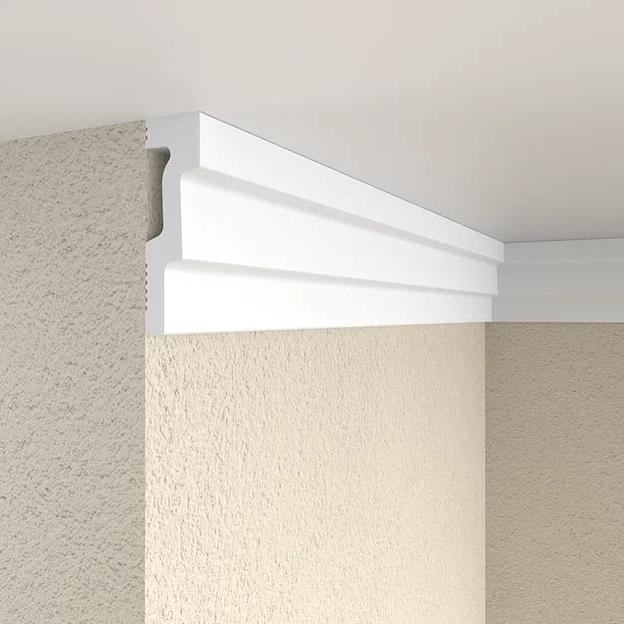 Экструзионный плинтус потолочный Format 06504E (70), белый ОПТ фото 1