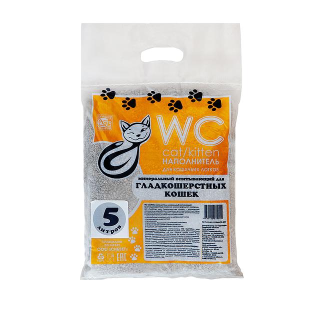 Минеральный впитывающий наполнитель «WC Cat/Kitten» для гладкошерстных кошек 5 л ОПТ фото 1