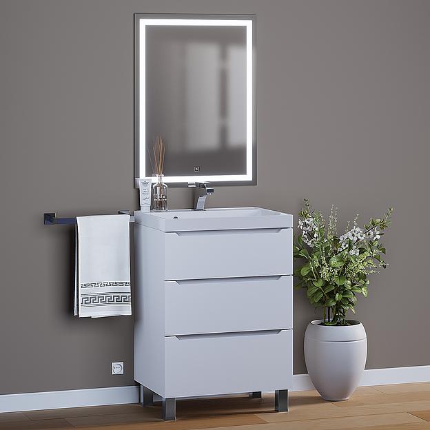 Тумба под раковину для ванной Uperwood Tanos 60 см, напольная, белая, 3 ящика фото 7