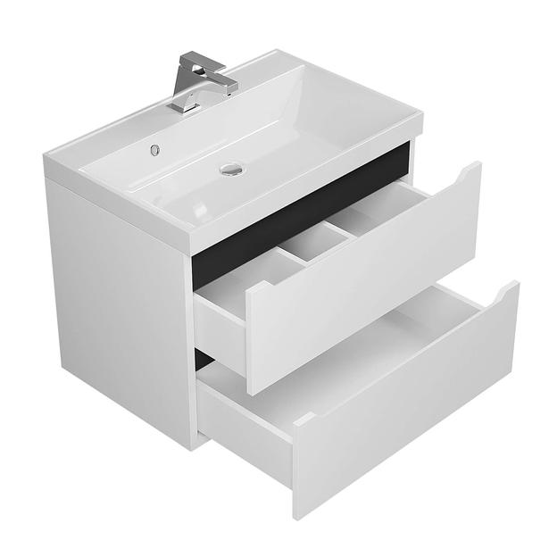 Тумба с раковиной для ванной Uperwood Tanos 70 см, подвесная, матовая, белая/графит фото 9