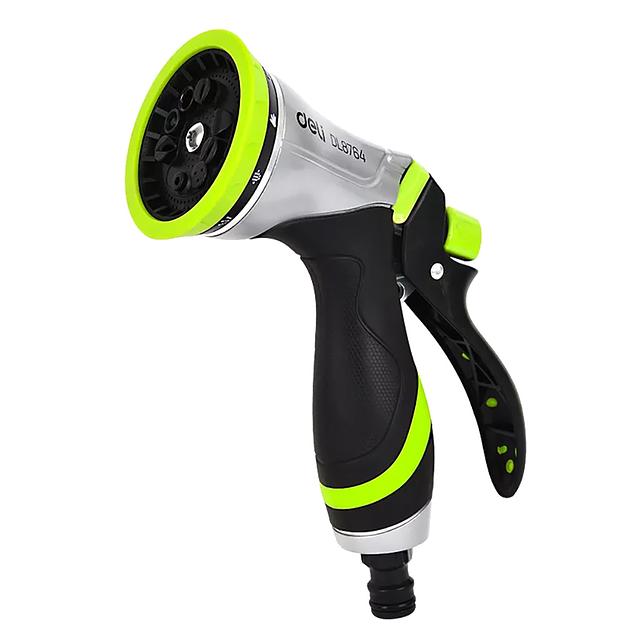 Пистолет-распылитель поливочный Deli DL8764 10 режимов распыления, диаметр шланга 3/4", прорезиненная рукоять, корпус из цинкового сплава фото 1