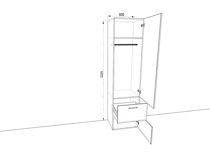 Шкаф распашной Sanvut 600х500х2325 мм арт. Ш639ЯБ с ящиком ОПТ фото 6