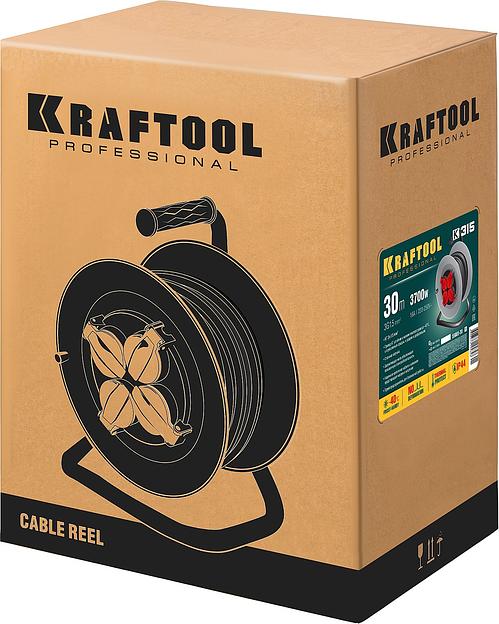 KRAFTOOL K-315, КГ, 3 x 1.5 мм2, 30 м, 3700 Вт, IP44, силовой удлинитель на стальной катушке (55085-30) фото 5