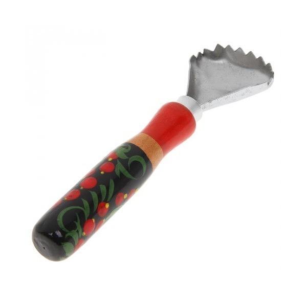 Рыбочистка с деревянной ручкой с художественной росписью ОПТ фото 1